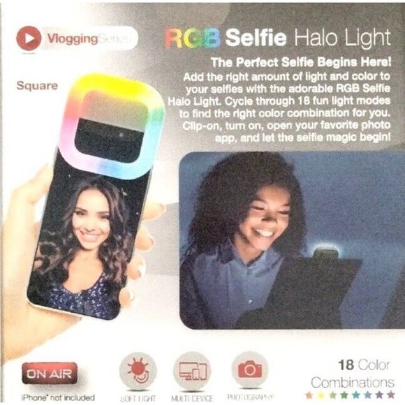 ON AIR Mini Mobile Selfie Light - Compact LED Halo Light with Full RGB 18 Color - Picture 10 of 11